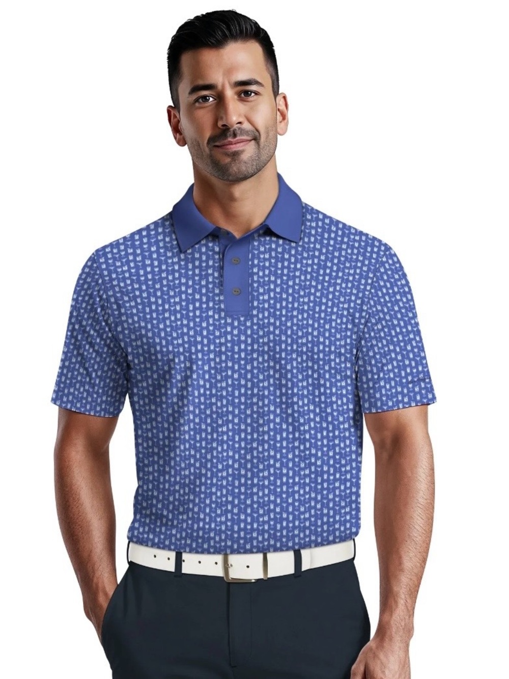 Hogan Men's Royal Blue Micro-Pattern Polo